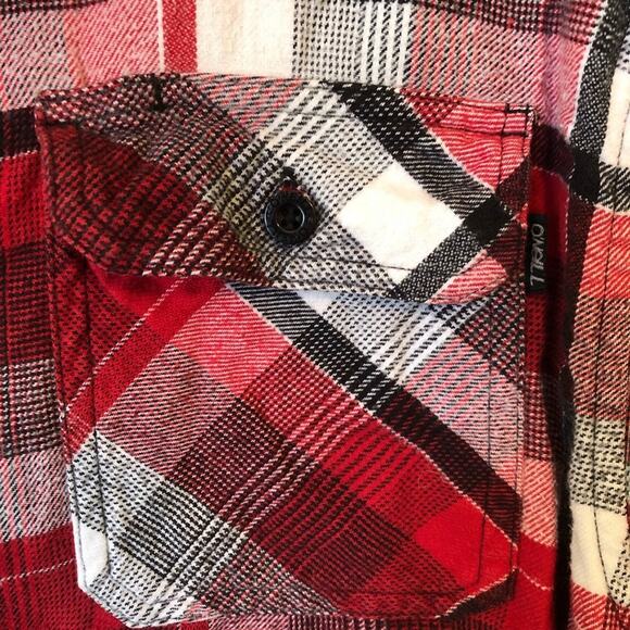 O’Neill Flannel Shirt Mens Western Cowboy Red Plaid Work Rodeo Y2K Thrashed - Picture 5 of 14
